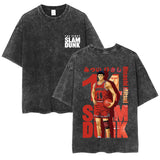 SLAM DUNK washed old cotton t-shirt printed short-sleeved undershirt