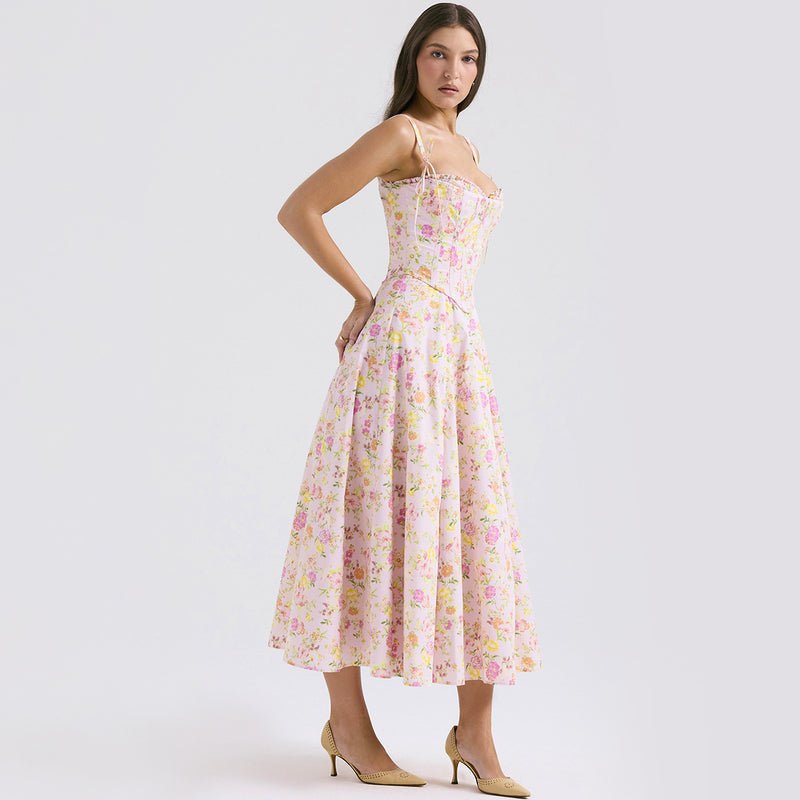 Women Dresses Floral Skirt Sling Summer Two-Piece Set Dress