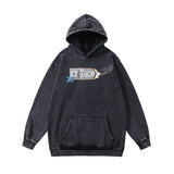 Men Hoodie Anime Hoodie Hip Hop Washed and Worn Hooded Sweatshirt