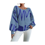 Women Knitted Sweater Loose Pullover Knitting Sweater Lantern Sleeve Sweater