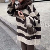 Women Knitwear Autumn and Winter Striped round Neck Sweater Loose Sweater
