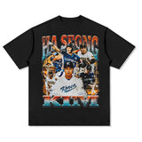Mens Vintage baseball T-Shirt Baseball Ha-Seong Kim Printed Short Sleeve T-Shirt Vintage Wash