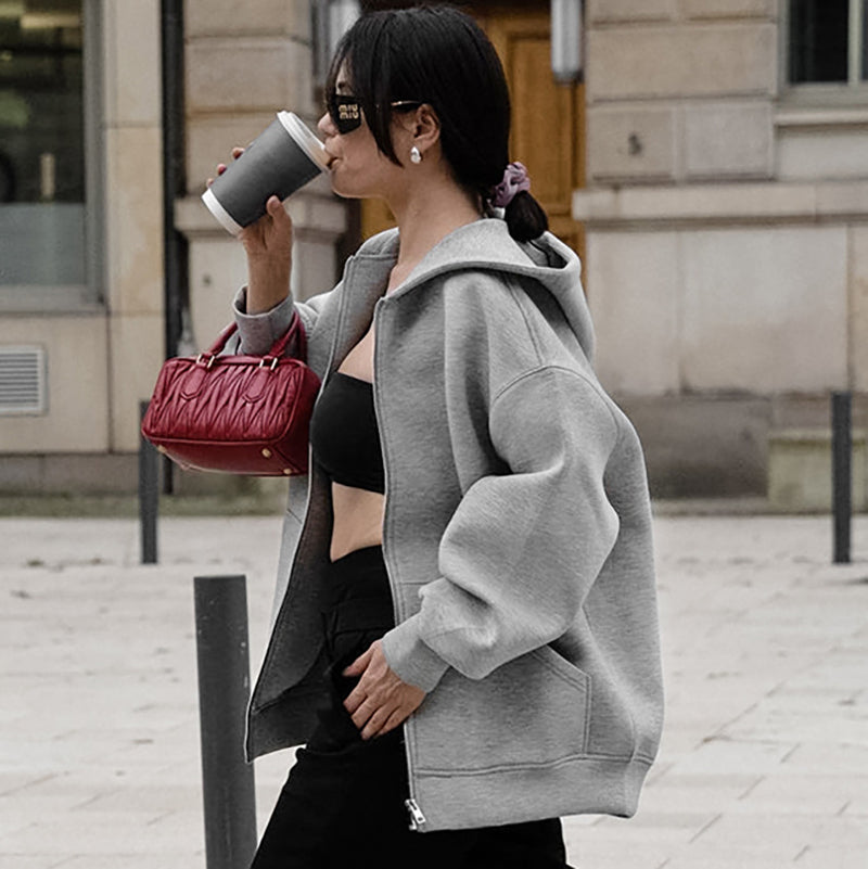 Women Trench Coat Knitted Hooded Baseball Uniform Women's Coat