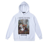 Men Hoodie Vintage Flower Oil Painting Printed Hoodie