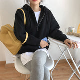 Women Knitted Cardigan Zipper Hooded Sweatshirt Casual Sweater Women's Loose Sweater Coat