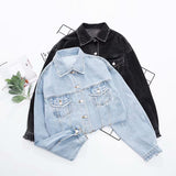 Women Jacket Washed and Worn Loose Short Lapels Jeans