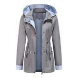 Women Trench Coat Autumn and Winter Detachable Hat Windbreaker Raincoat
