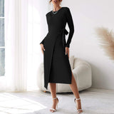Women Dress Slim Fit Sexy Sheath Long Sleeve Dress