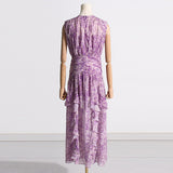 Women Dresses Summer Sleeveless Ruffled Long Dress (Qymy0409)