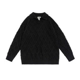 Unisex Sweater Autumn Vintage Plaid Lapel Sweater