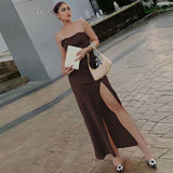 Women Dresses Spring and Summer Sexy Split Backless Sling Dress