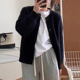 Women Knitwear Autumn and Winter round Neck Sweater Loose Knitted Cardigan