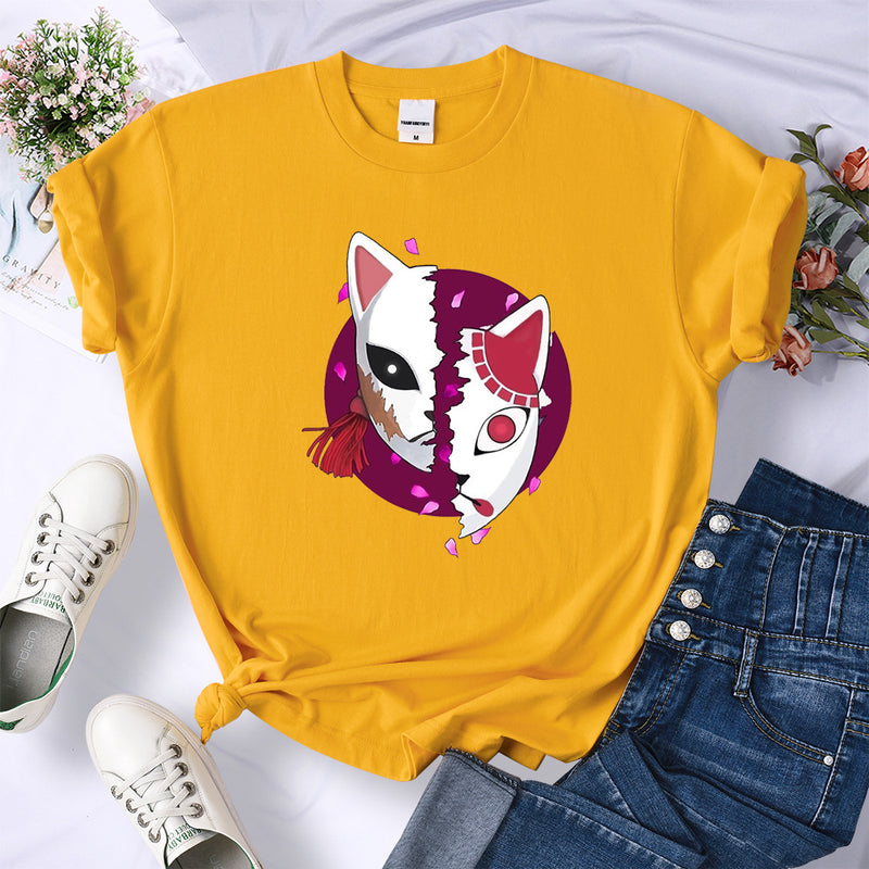 2024Demon Slayer Mask Anime Prints T-Shirt