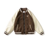 Unisex Winter Cotton Coat Lambswool Stand-up Collar Cotton-Padded Clothes Vintage Loose Embroidered Cotton-Padded Jacket