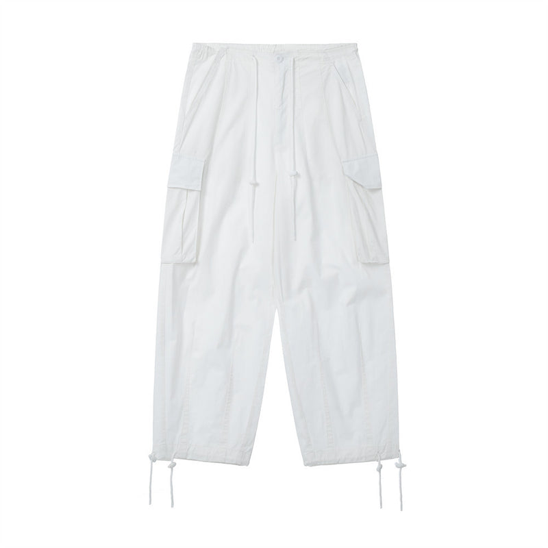 Men Sweatpants Cargo Pants Casual Pants Loose Wide Leg Pants Solid Color Straight Mopping Pants