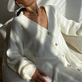 Ladies Leisure Knitwear Loose Knitted Sweater Women Casual Solid Color Autumn and Winter Cardigan