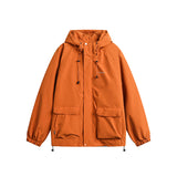 Unisex Winter Cotton Coat Three-Dimensional Pocket Decoration Tooling down Jacket Retro Solid Color down Jacket