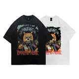 Men T Shirt Retro Cartoon Worn Looking Washed-out Short Sleeve T-shirt