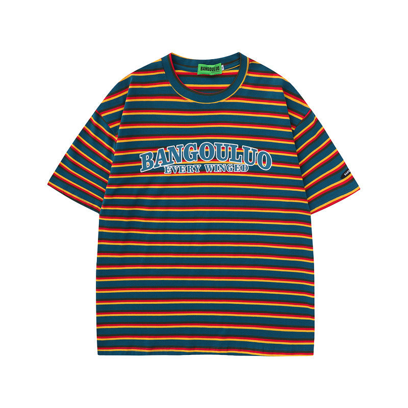 Men T Shirt Summer Stripes Short Sleeve T-shirt Men