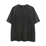 Men T Shirt Vintage Foam Printed Letters Casual Short Sleeve T-shirt