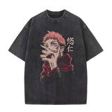 2024Japan Anime Print Oversize Cotton Mens Vintage TShirt