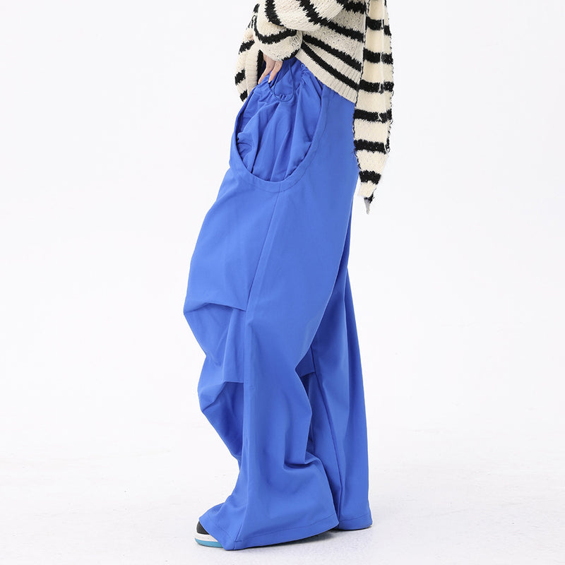 Men Sweatpants Cargo Pants Men's Pleated Pockets Loose-Fitting Wide-Leg Trousers