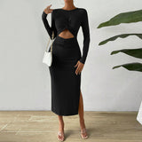 Women Dress Autumn Winter Sexy Hollow Sheath Party Dress