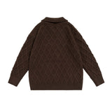 Unisex Sweater Autumn Vintage Plaid Lapel Sweater