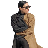 Women Trench Coat Coat Autumn and Winter Long Sleeve Leather Coat