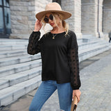 Women Knitted Sweater for Autumn and Winter Black Lace Stitching