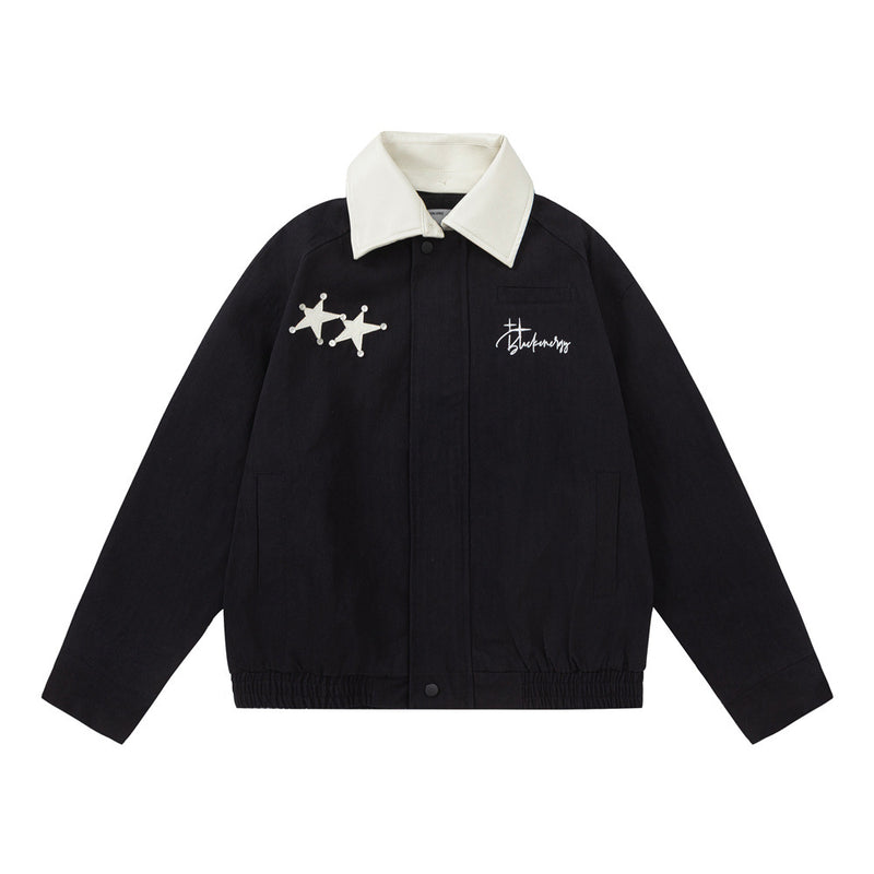 Men Jacket Coat Turn-down Collar Coat Men's Autumn Loose Pilot Jacket Baseball Uniform