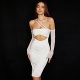 Women Dresses Bandage Dress Sexy Oblique Shoulder Backless Banquet Party Skirt (Ont0408)