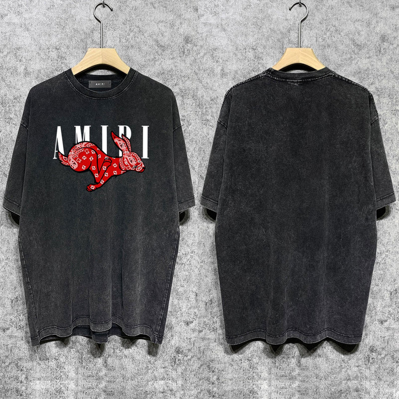 Amiri T-shirt Washed and Worn Retro Short Sleeve T-shirt