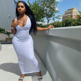 Women Dresses Sexy Dress Summer Sexy U Collar Sleeveless Slim Fit Skirt