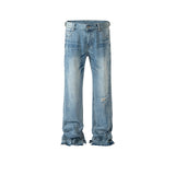 MIJKO Men Vintage Pants MIJKO Ripped Trousers Straight Beard Pants Split Jeans