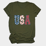 T-shirt usa flower print personalized short-sleeved top