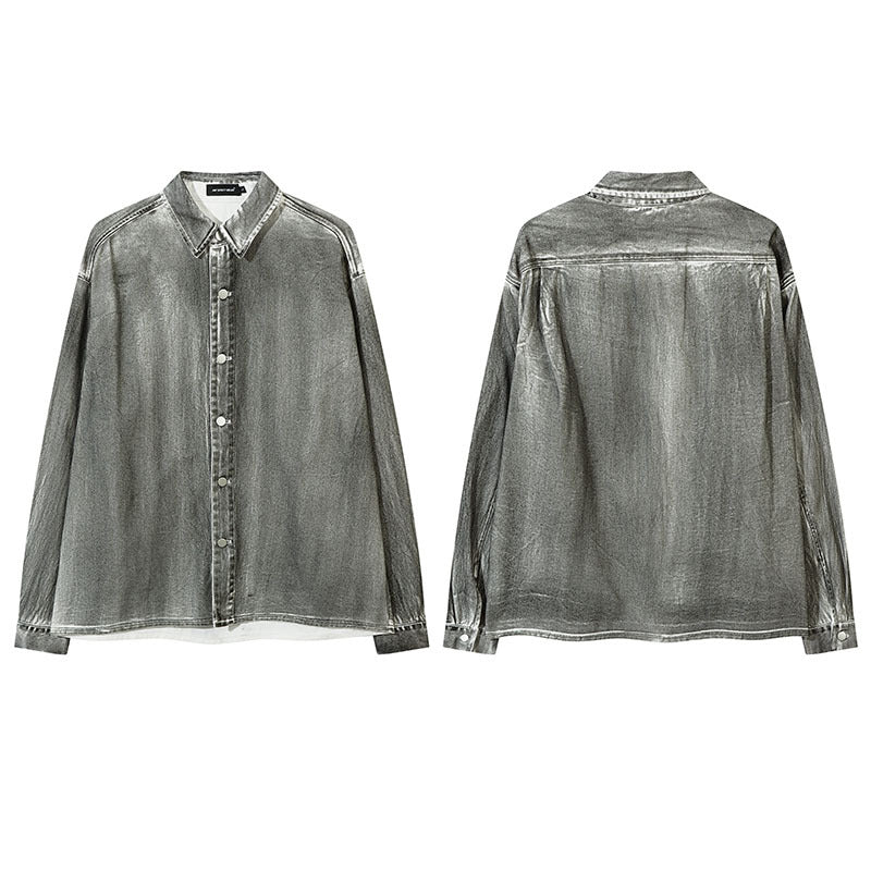 Unisex Vintage Shirt Long Sleeve Shirt Jacket Men