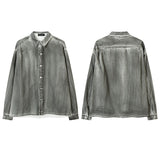 Unisex Vintage Shirt Long Sleeve Shirt Jacket Men