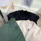 Women Jacket Autumn and Winter Stand Collar Jacket Long Sleeve Baseball Uniform Coat