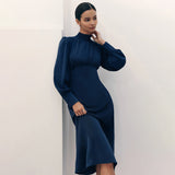 Women Dress Elegant Stand Collar Hip Skirt Women's Autumn and Winter Dress Dress
