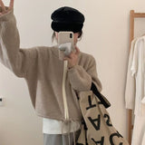 Women Knitted Cardigan Autumn Stand Collar Sweater Coat Short Loose Zip Knitted Cardigan