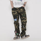 Men Sweatpants Multi-Pocket Camouflage Cargo Pants Hip Hop Loose Straight-Leg Pants