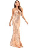 Women's Evening Gown Sexy Backless Vintage Sequins Dress Evening Dress