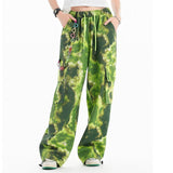 Men Sweatpants Tie-Dye Printing Casual Working Pants Loose Pockets Straight-Leg Trousers