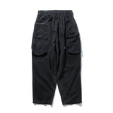 Men Sweatpants Pocket Zipper Overalls Loose Casual Pleated Wide Leg Trousers