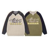 Unisex Sweater Autumn Jacquard Color Matching Letters Sweater
