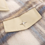 Women Jacket Plaid Coat Women's PU Leather Lapel Zipper Cardigan Jacket