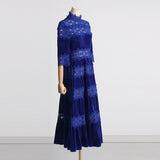 Women Dresses Spring Vintage Embroidered Turtleneck Long Dress (Qymy0409)