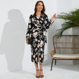 Women Date Dress Autumn and Winter Leisure Blouse Collar Dress Long Dress