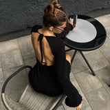 Women Dresses Sexy Hollow-out Backless Sheath Fishtail Dress